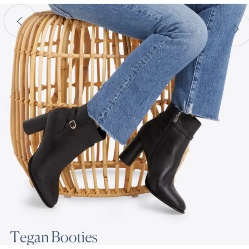 Draper James Tegan Black Leather Barrel Heeled Booties Ankle Boots Dressy Sz 8